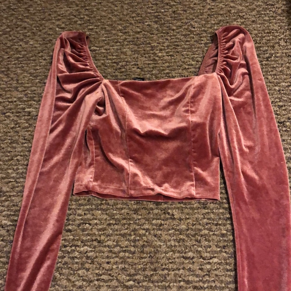 Pink velvet F21 blouse